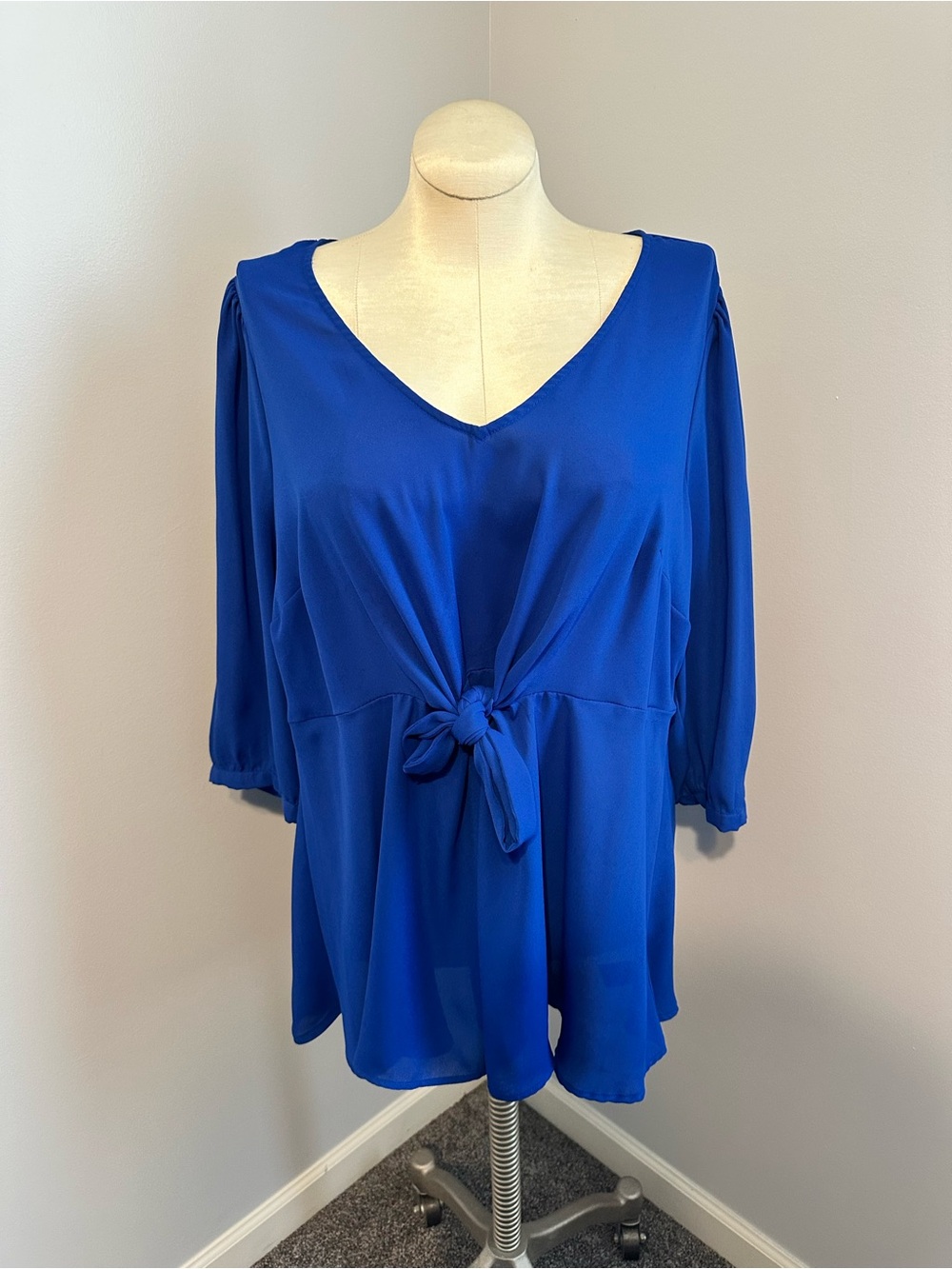Torrid Blue V-Neck Tie-Front Women's Top